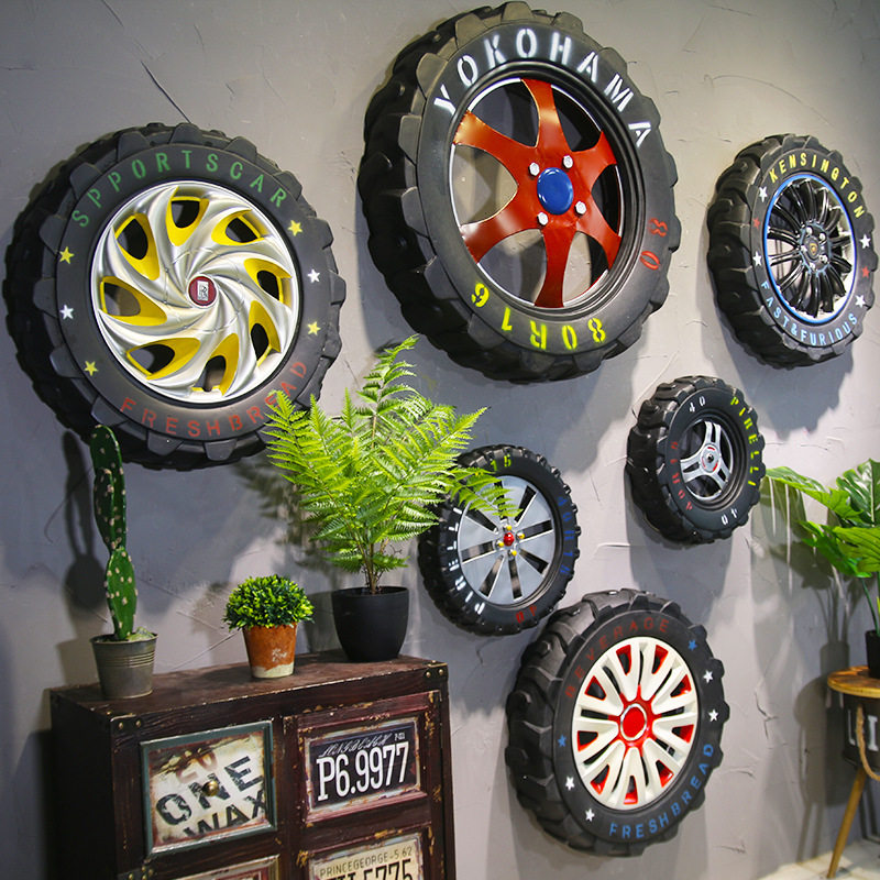 美式loft复古工业风轮轮胎轮胎壁壁挂酒吧服装店挂件壁饰