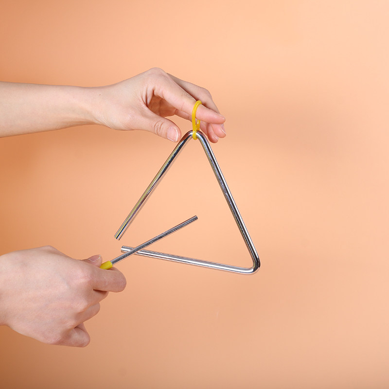 幼儿园乐器打击乐器会的一学加厚三角铁奥尔夫10寸儿童击打乐器