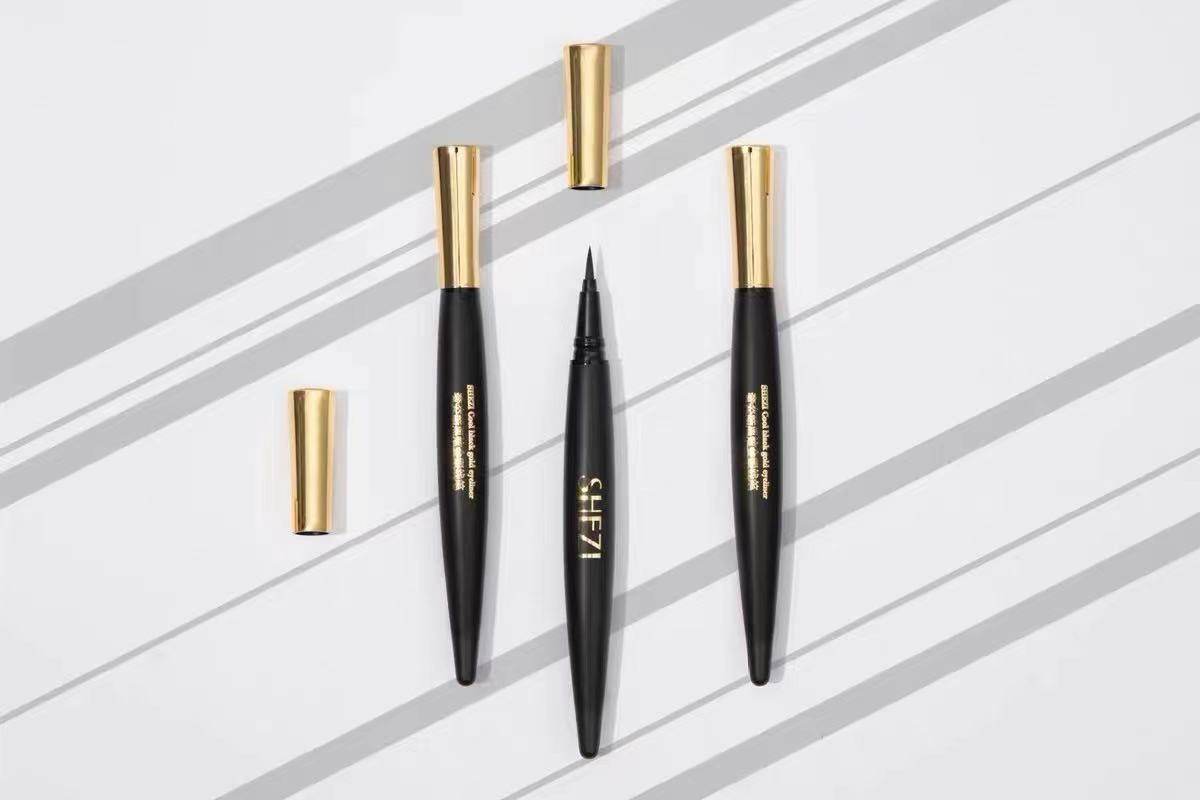 持久防水shezi奢姿酷黑炫金眼线防汗不晕黑色眼线