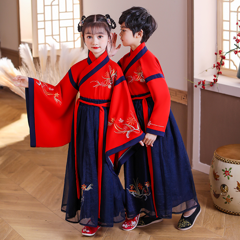 汉服男女童搭配款中国风儿童古装国学书生三字经唐装