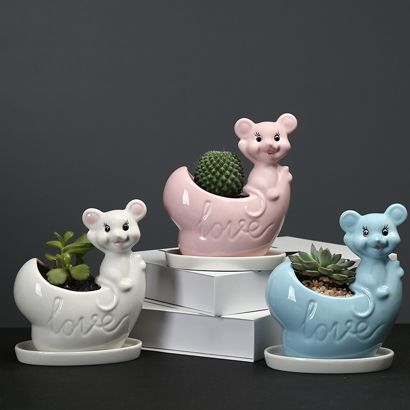 花盆多肉创意个性简约现代卡通可爱精致小动动物花盆