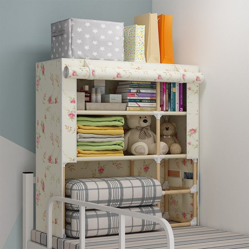 床上衣柜收纳学生宿舍置地神器寝室布衣柜实木整理架