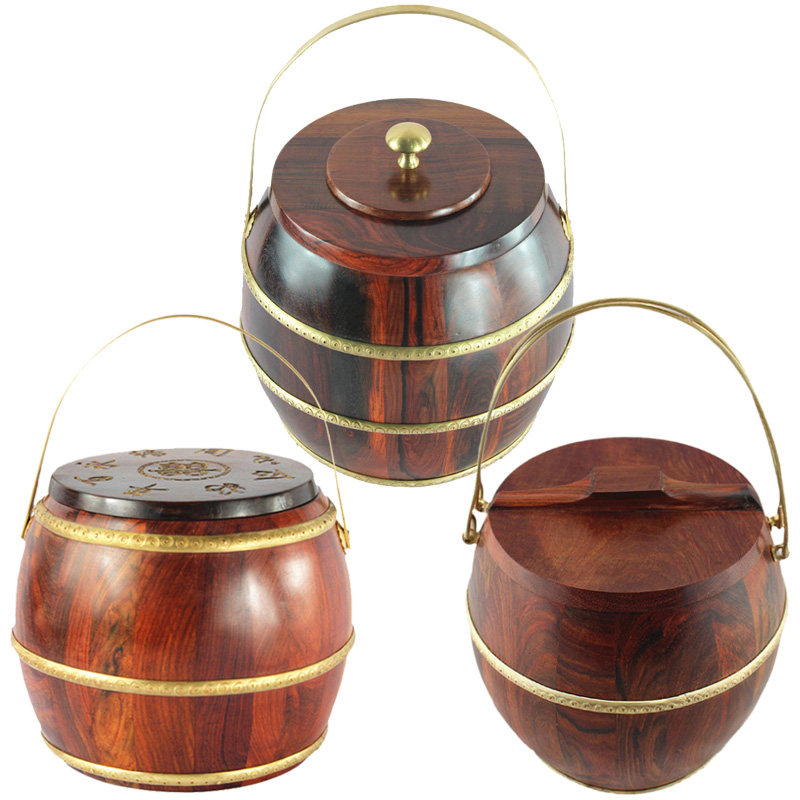 大码双层马桶大红酸枝镶铜红木子孙子孙桶