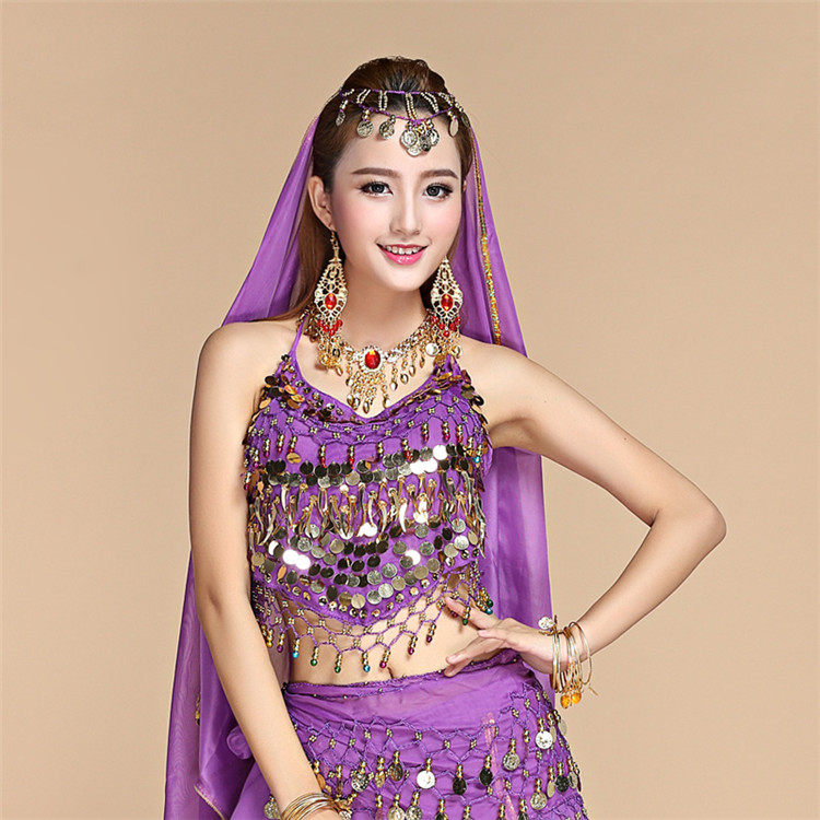 媚娘肚皮套装表演演出服印度服饰上装小辣椒彩铃肚皮舞上装