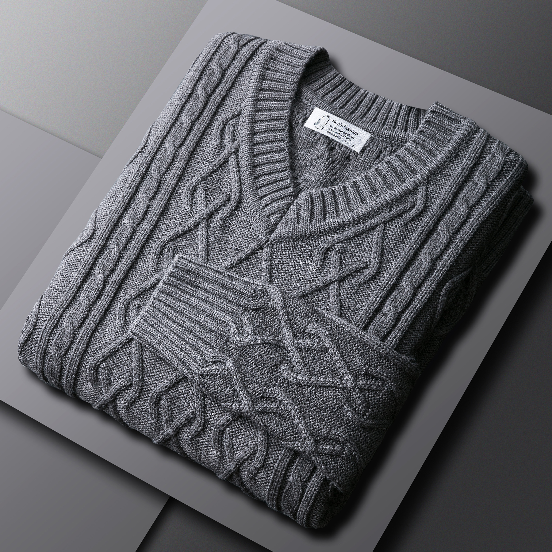 冬季羊毛针织衫男大码V领宽松毛衣粗加厚中年休闲保暖鸡心领长袖