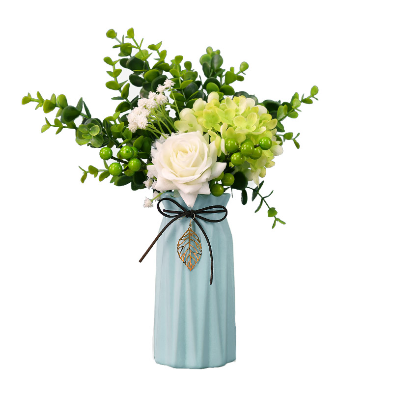 小花高白泥素坯花插花瓶花器简约清新家居摆件花瓶