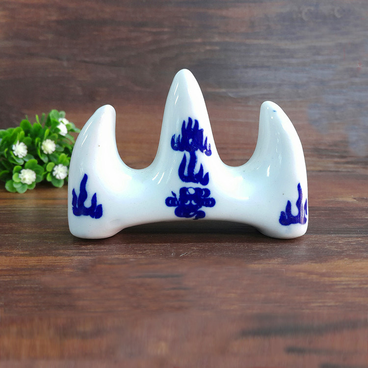 笔架素坯陶艺摆件景德镇陶瓷搁笔托笔挂筷架山形文房四宝白模填色