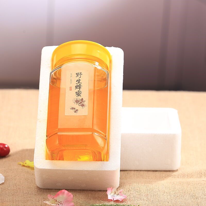 罐1斤2斤装装蜂蜜密封罐 玻璃带盖透明六棱八角果酱瓶蜂糖罐