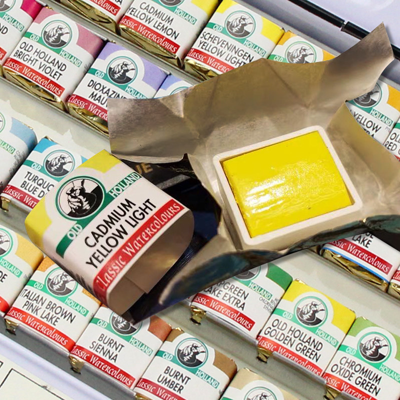 oldholland老荷兰水彩颜料大师级固体水彩套装管状40色木盒