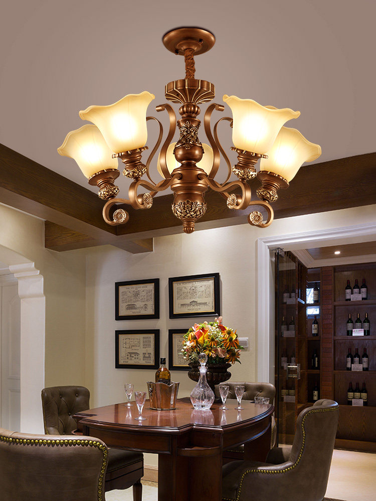 ddll大气吸顶灯美式复古吊灯餐厅客厅灯底层高吊灯