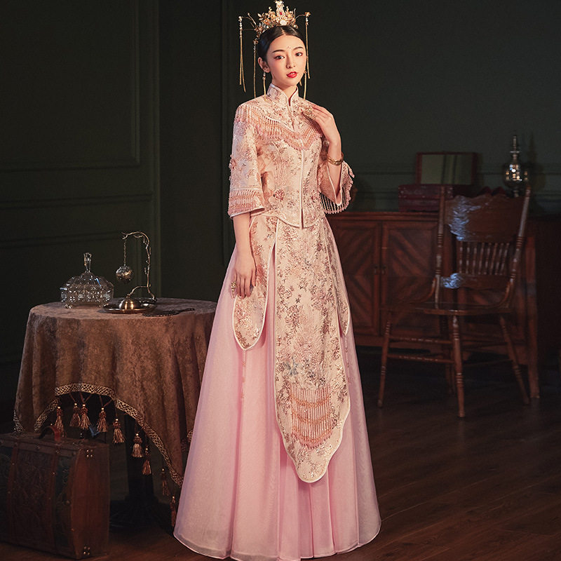 粉色秀禾服2020新款新娘结婚中式婚纱礼服女秀和禾服婚服嫁衣婚礼