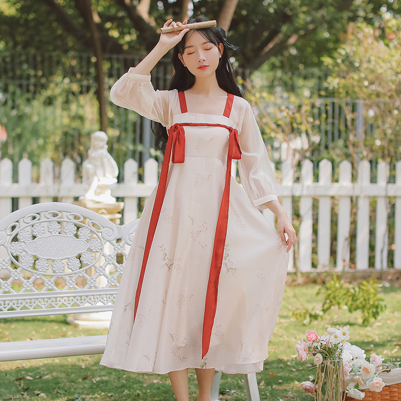 素仙女连衣裙女夏季 显瘦小个子仙气 日常国风古风汉服改良汉元 薄款