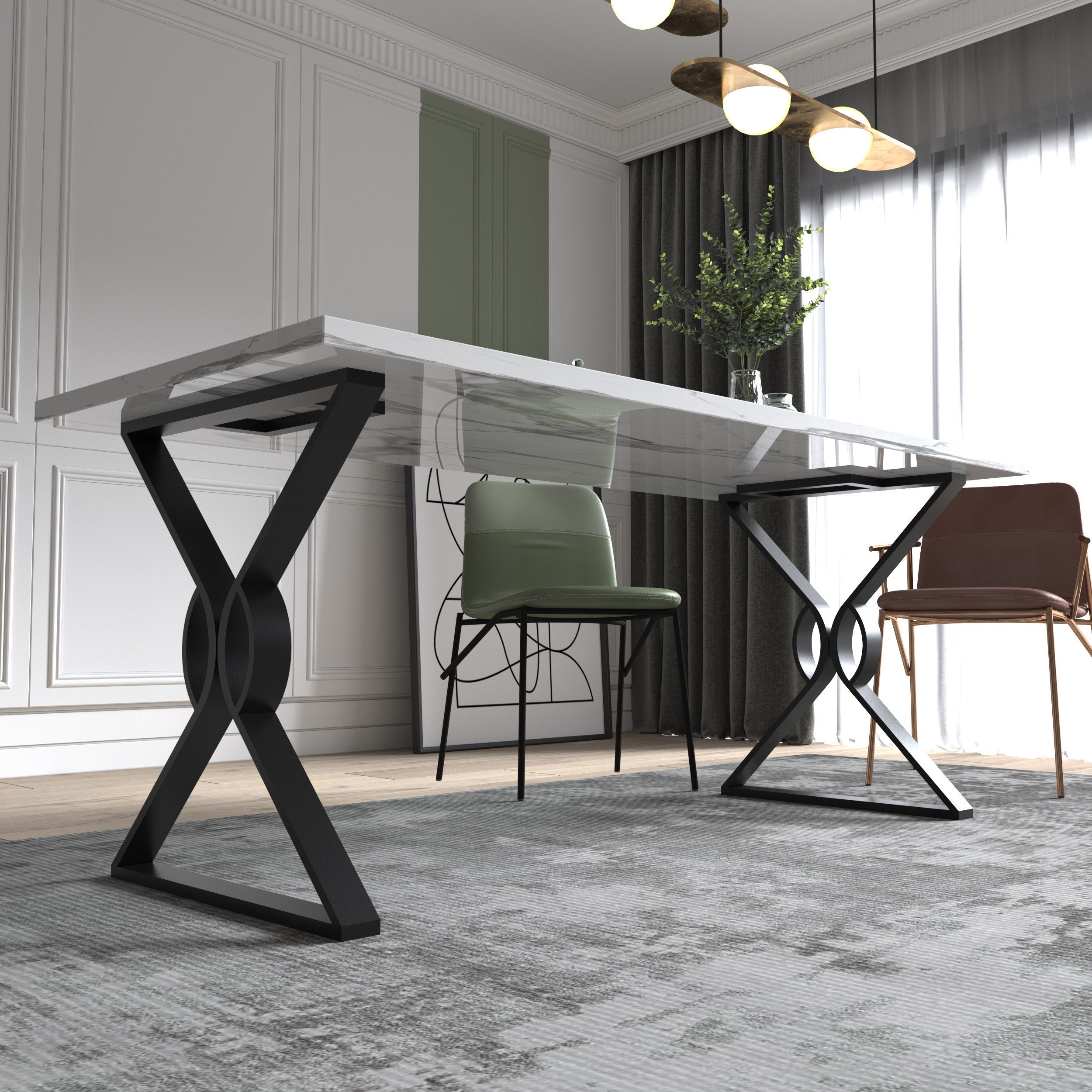 桌腿支架定制桌脚金属吧台轻奢桌架支撑腿大台脚台架