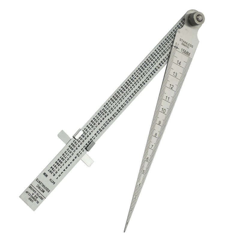 15mm三角塞尺孔径规孔尺 梁硕不锈钢高精度锥形尺 钢直尺1 间隙尺