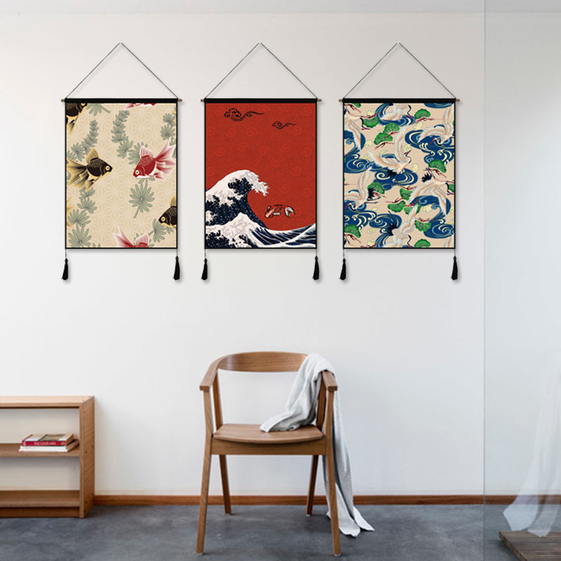 日式背景ins挂布和风餐厅装饰画布艺挂帘寿司挂毯