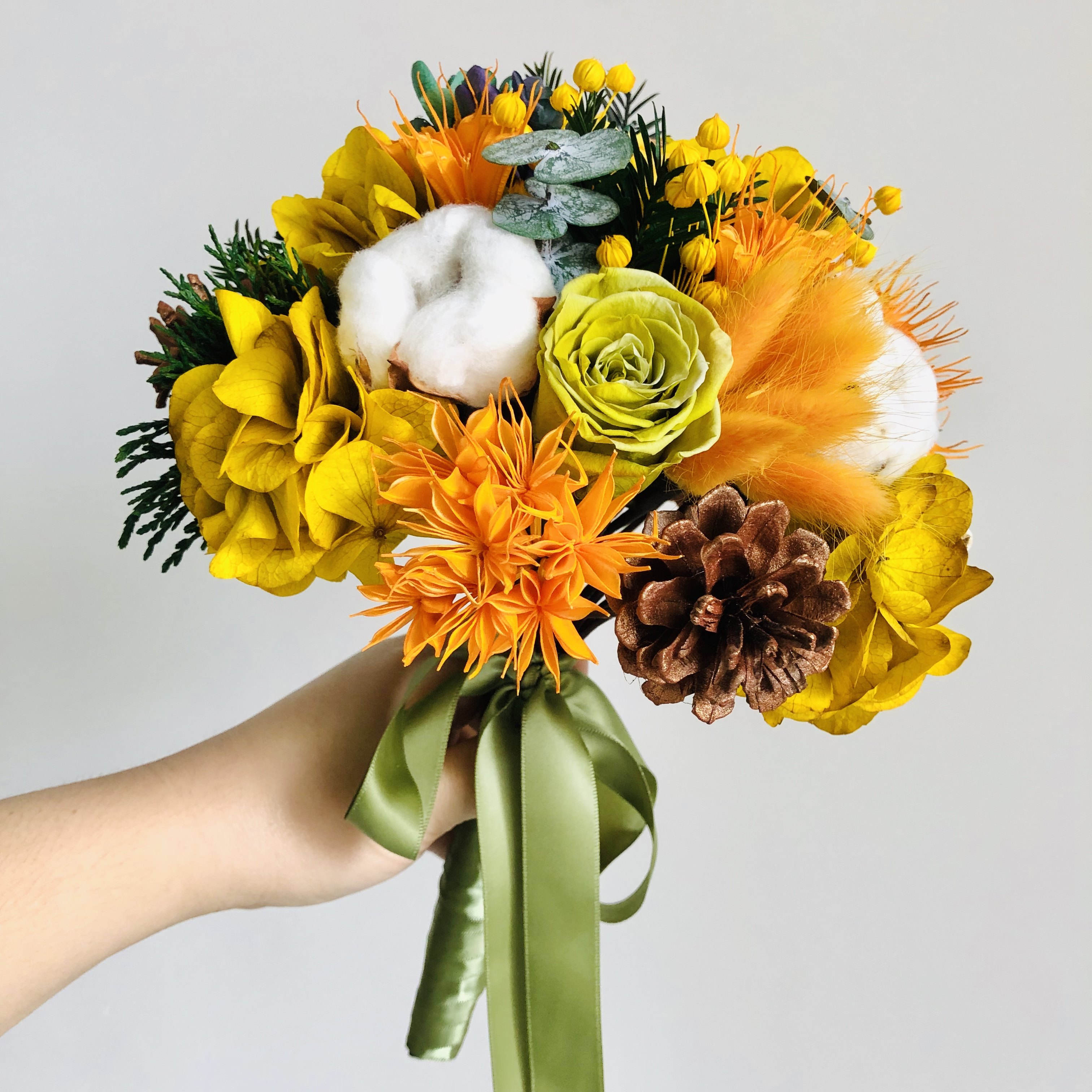 凤凰于飞婚礼永生花花束新娘手捧新郎胸花伴娘手腕永生花