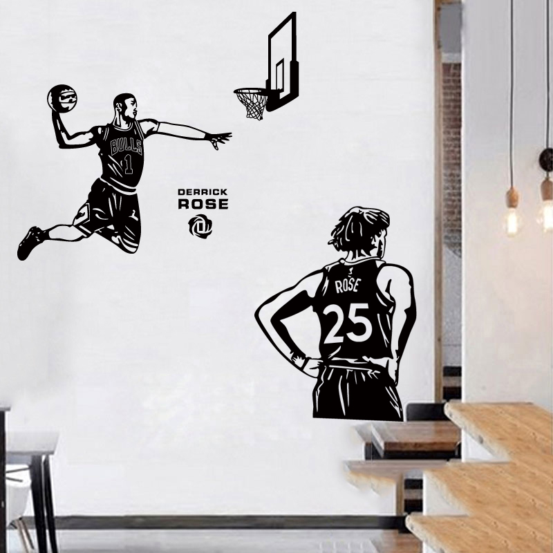 贴纸nba篮球明星罗斯扣篮球吧宿舍卧室运动员墙贴