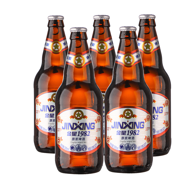 啤酒新版升级金星1982原浆红瓶500ml12瓶瓶装啤酒