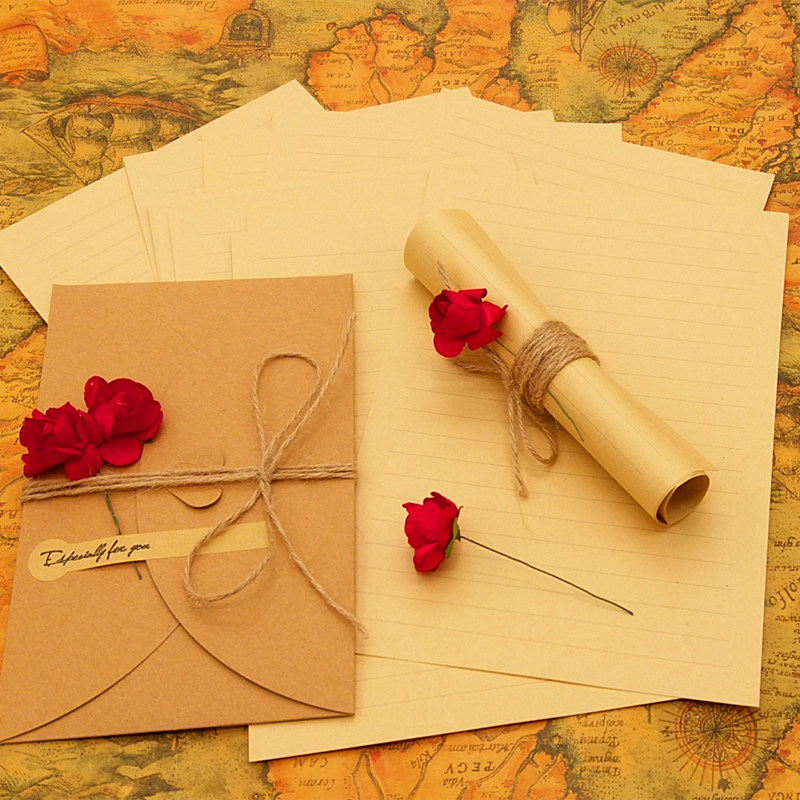 信纸信封套装爱心心形古风情书浪漫文艺唯美信封