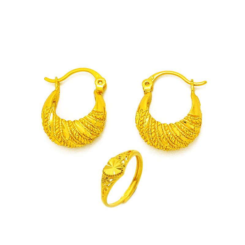 送戒指经典款式久不掉色镀24k金耳环妈妈老人金耳环小耳圈仿真金