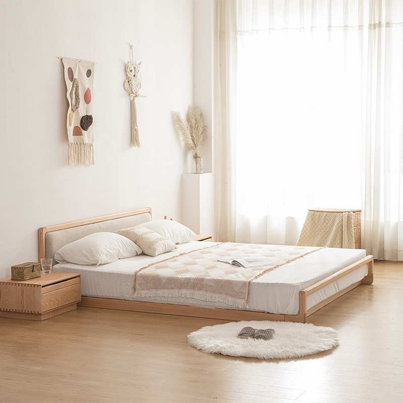 日式实木榻榻米矮床橡木超矮地北欧胡桃木实木床