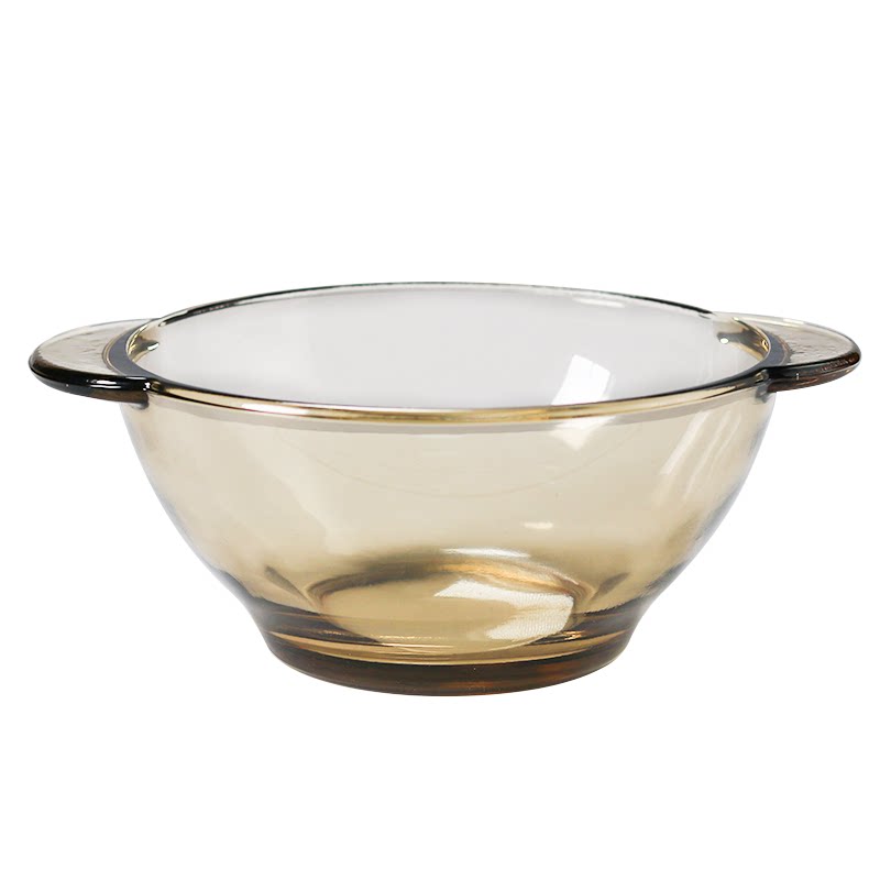 ins北欧欧风茶色双耳玻璃套装加油加厚泡面碗