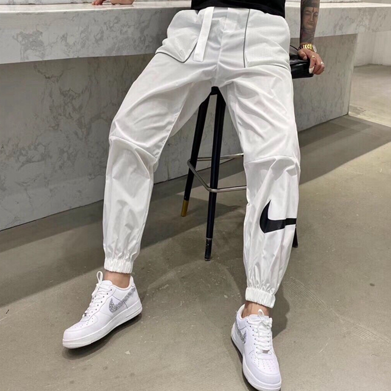 夏秋季过毒验速干运动休闲裤男女同款情侣宽松束脚薄款蚕丝绵青年