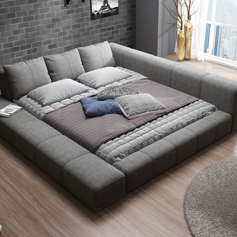 布艺榻榻米床现代简约主卧2米床二胎家庭床亲子床拼接大床3米超大