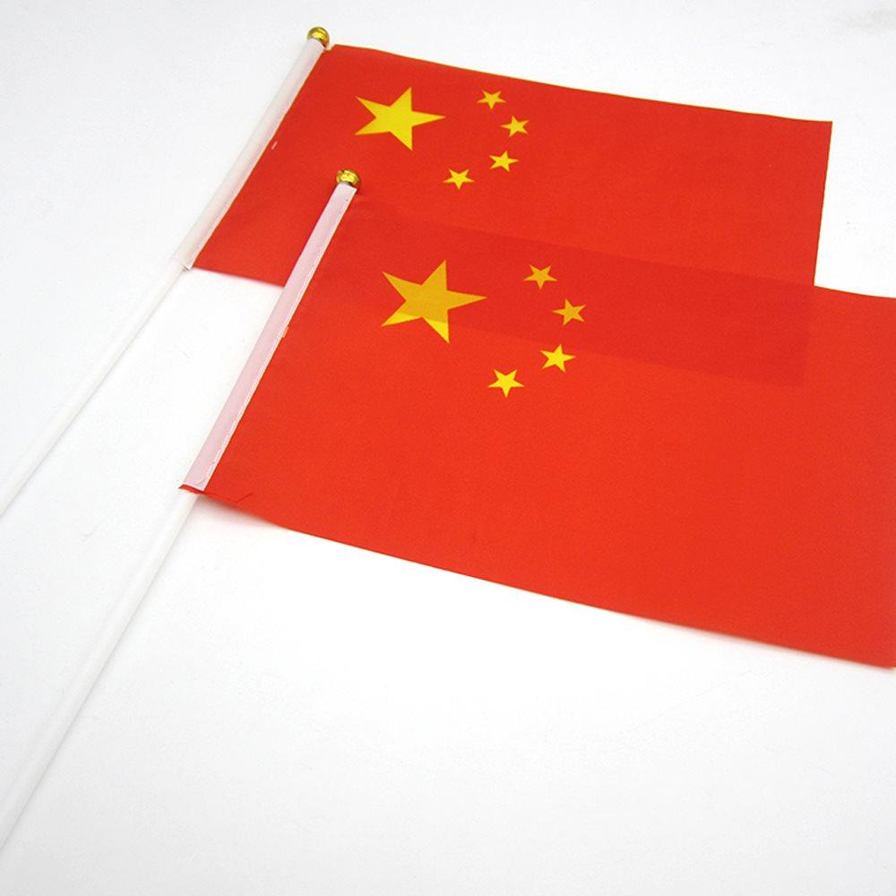 7号8号小国旗手摇旗旗杆党旗手持挥旗脸贴旗帜