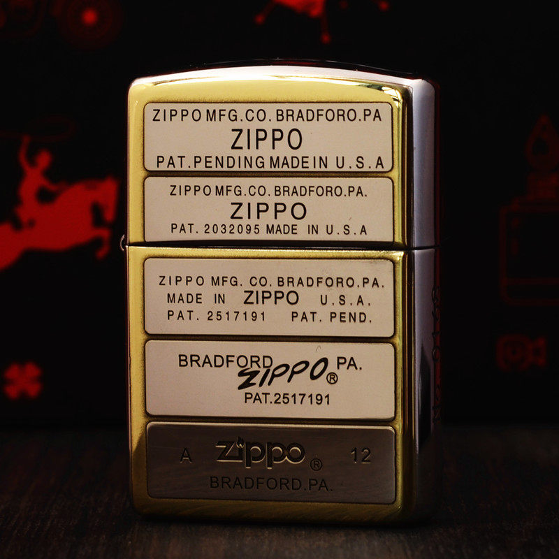 打火机zippo原装正版纯铜雕刻五代标志送礼刻字zippo