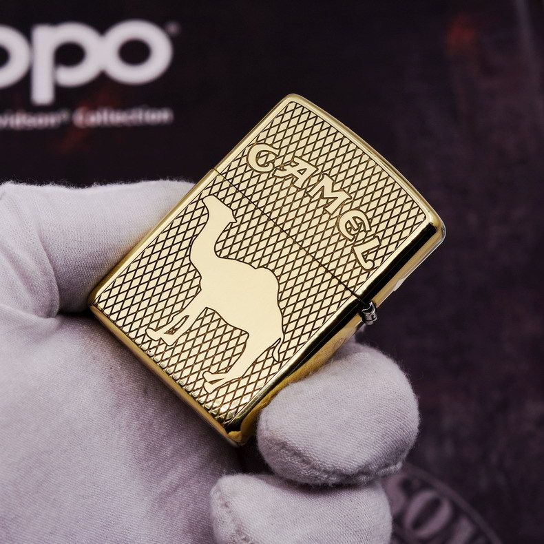 zippo防风打火机原装正版芝宝网格骆驼纯铜精雕zippo
