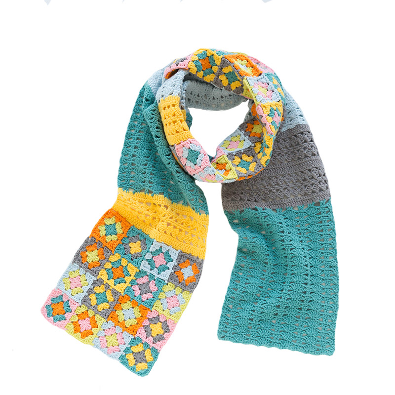 苏苏姐家多变祖母方格拼花织围巾毛线手工编织钩针diy粗毛线团譱