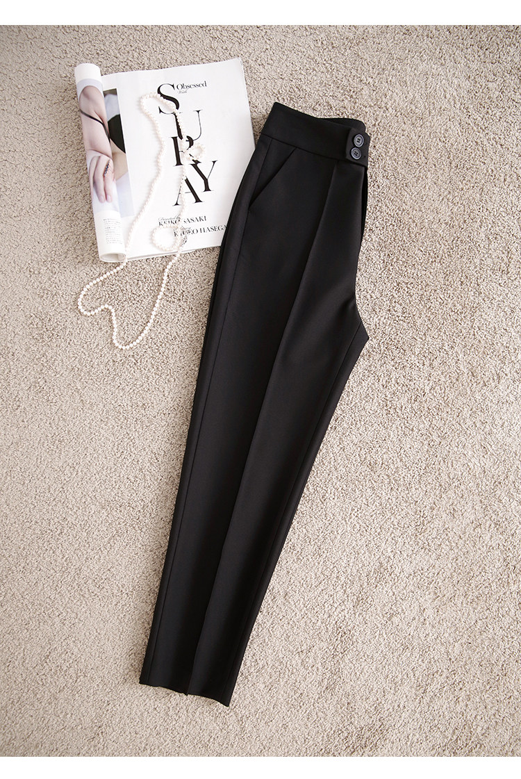 中缝压褶锥形休闲裤2021新款裤子高腰显瘦百搭休闲裤