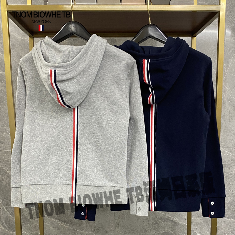 tnom biowhe tb后背彩条连帽卫衣男女情侣运动休闲纯棉开衫外套春