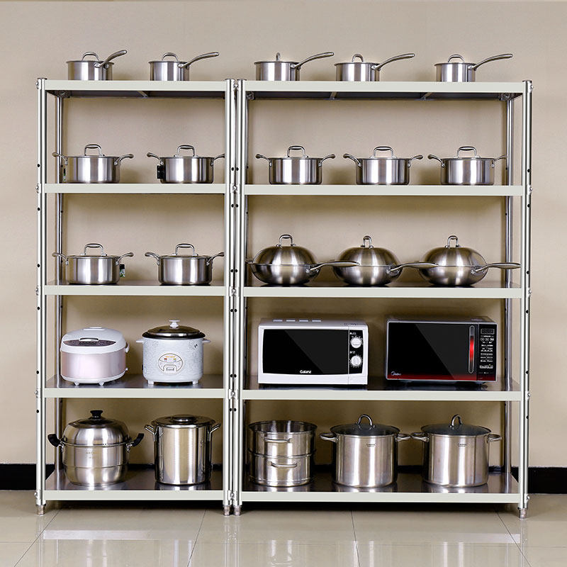 不锈钢厨房置物架微波炉锅层架落地多层仓库货架家用厨房置物架