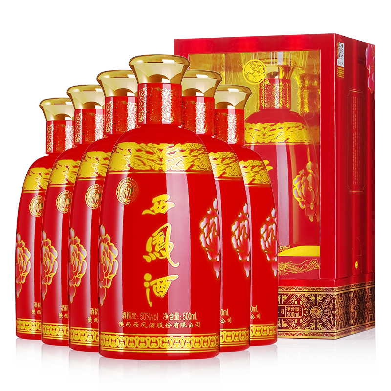 西凤酒50度秦凤香型婚宴送礼盒装纯粮食西风高度白酒整箱6瓶
