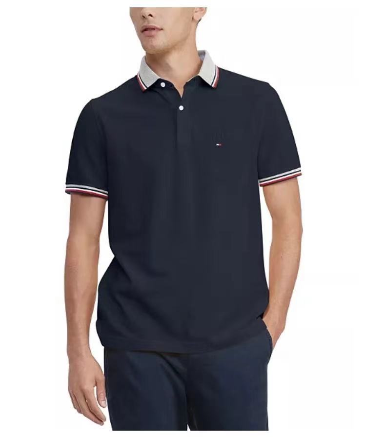 美国代购Tommy Hilfiger男士短袖T恤Polo衫纯色宽松版