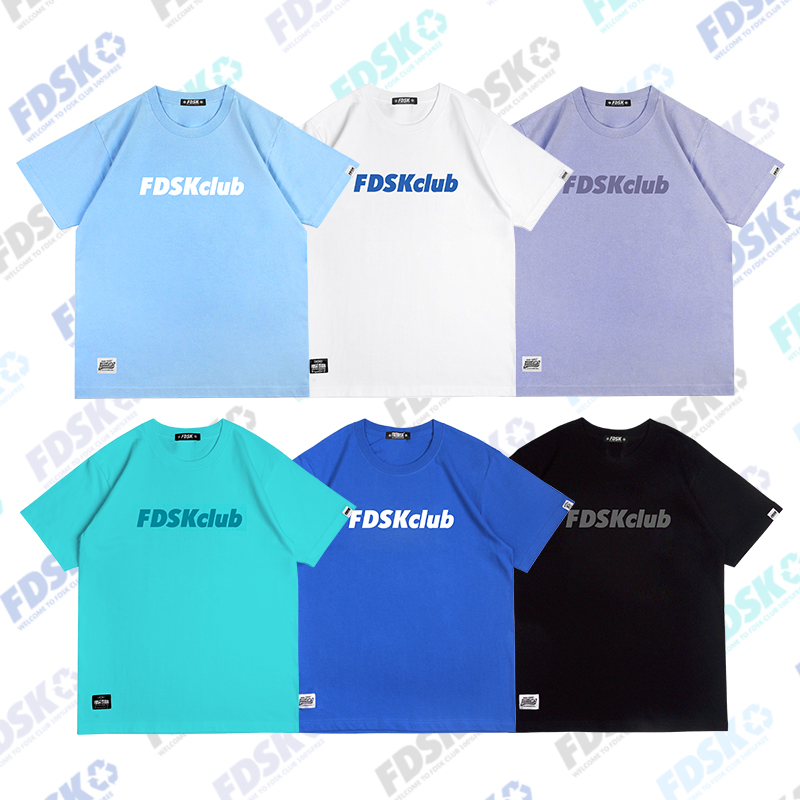 FDSKclub字母印花夏季清凉色系纯棉潮流搭配短袖T恤男女同款