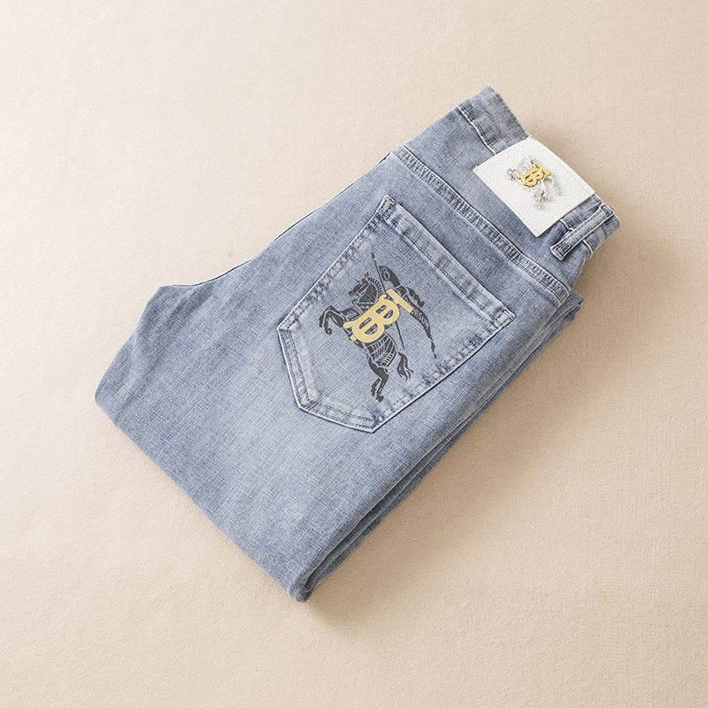 欧洲站美杜莎牛仔裤男高端刺绣潮牌修身弹力小脚裤春秋薄款九分裤