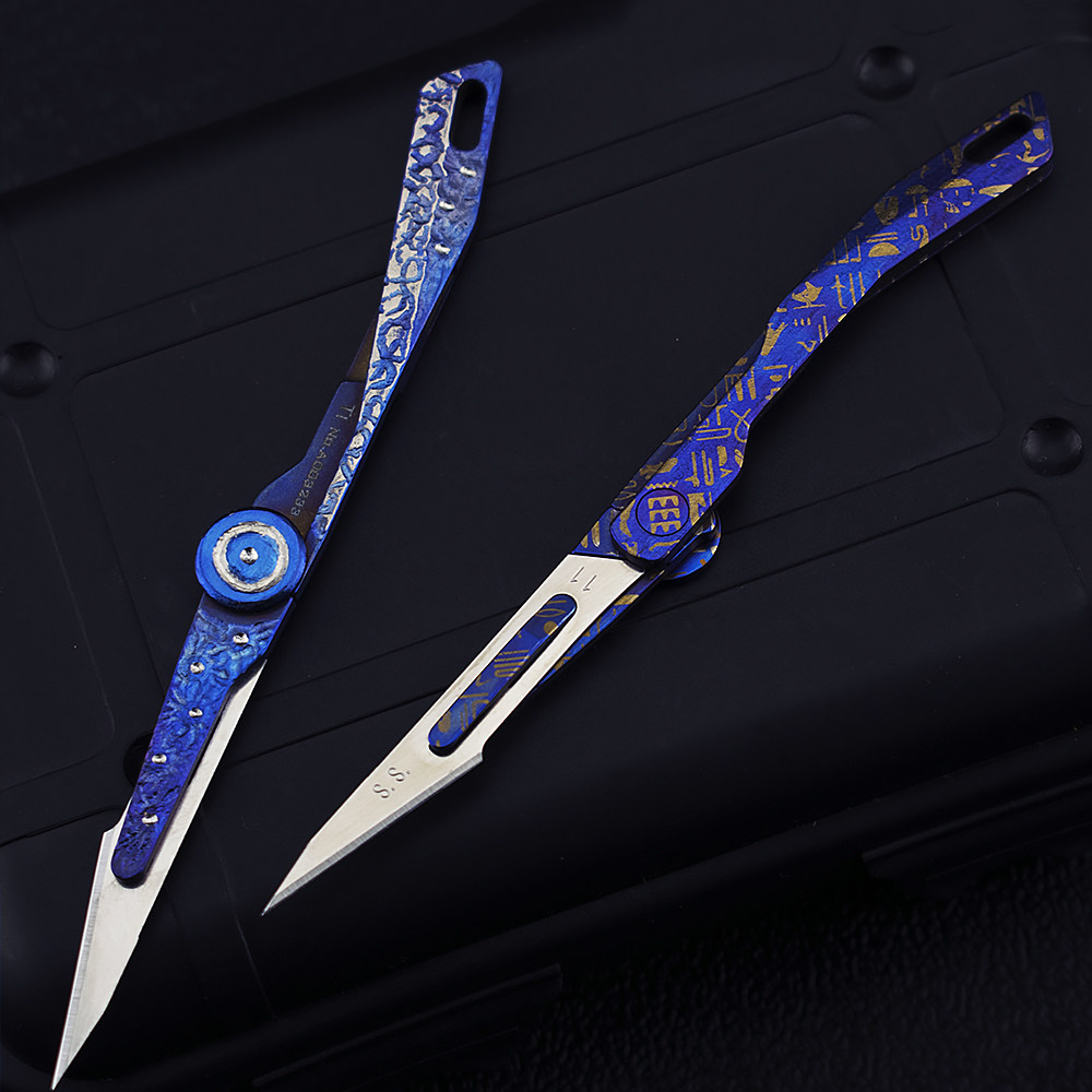 titaner北斗作灵犀钛合金小刀多功能割肉折叠迷你刀片美工刀