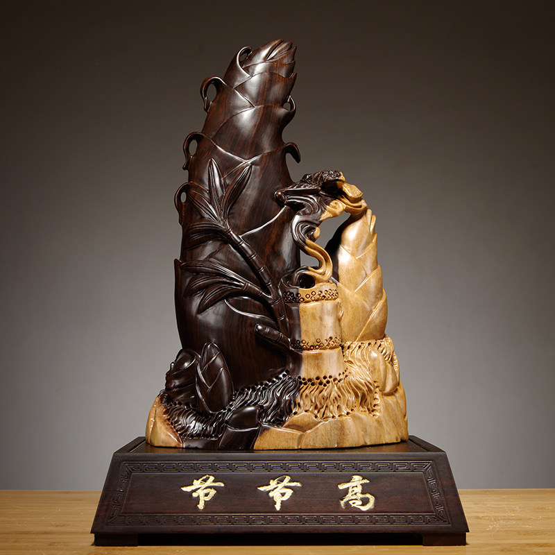檀木节节高竹子雕刻摆件家居办公室客厅装饰红木木雕