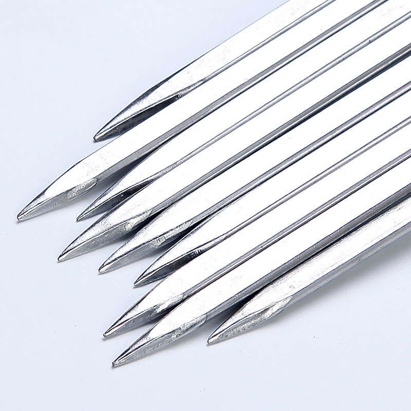 加厚不锈钢扁签户外烧烤羊肉串烤肉签子钢签铁签烧烤针