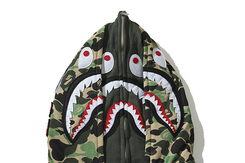 bape鲨鱼日本潮牌双帽外套迷彩拉链帽衫日系潮运动茄克