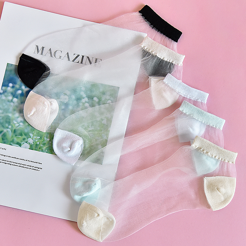 袜子女纯棉夏季韩版船袜可爱超薄款水晶丝袜防勾丝浅口短袜