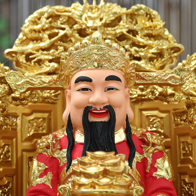 财神爷九龙龙椅佛像招财供奉摆件家用店铺公司摆件
