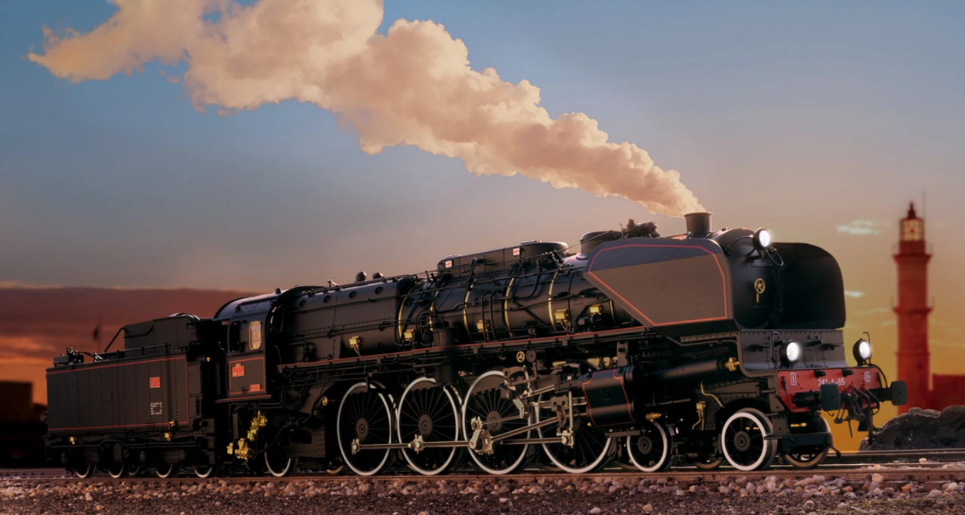 marklin55082比例法国241a黑金蒸汽机车数码音效喷烟火车