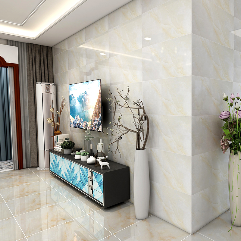 400x800客厅内墙砖亮光釉面砖直压边爵士白欧式过道别墅不透水瓷