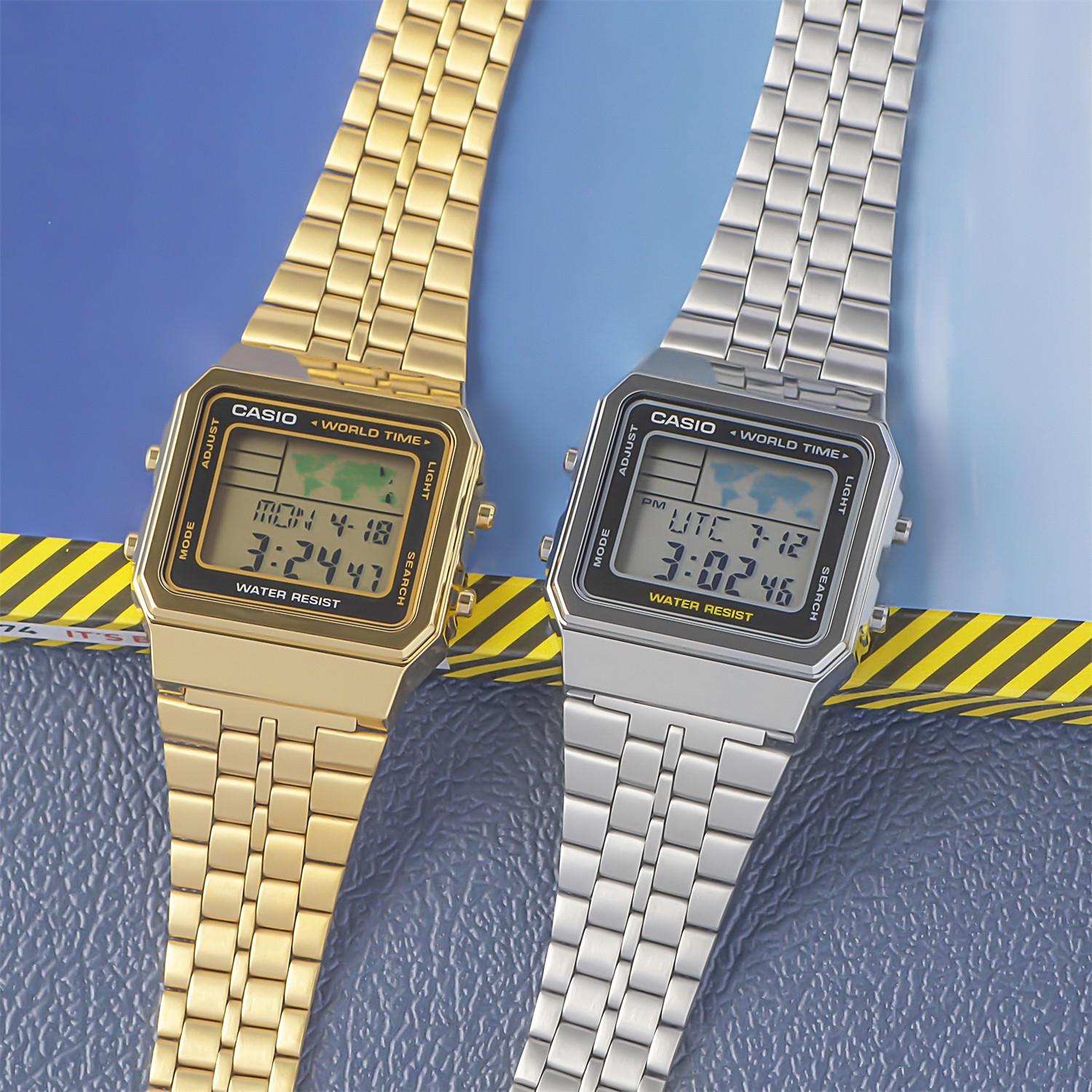 卡西欧手表男款学生电子表复古方块小金金表a168wg9w日韩腕表