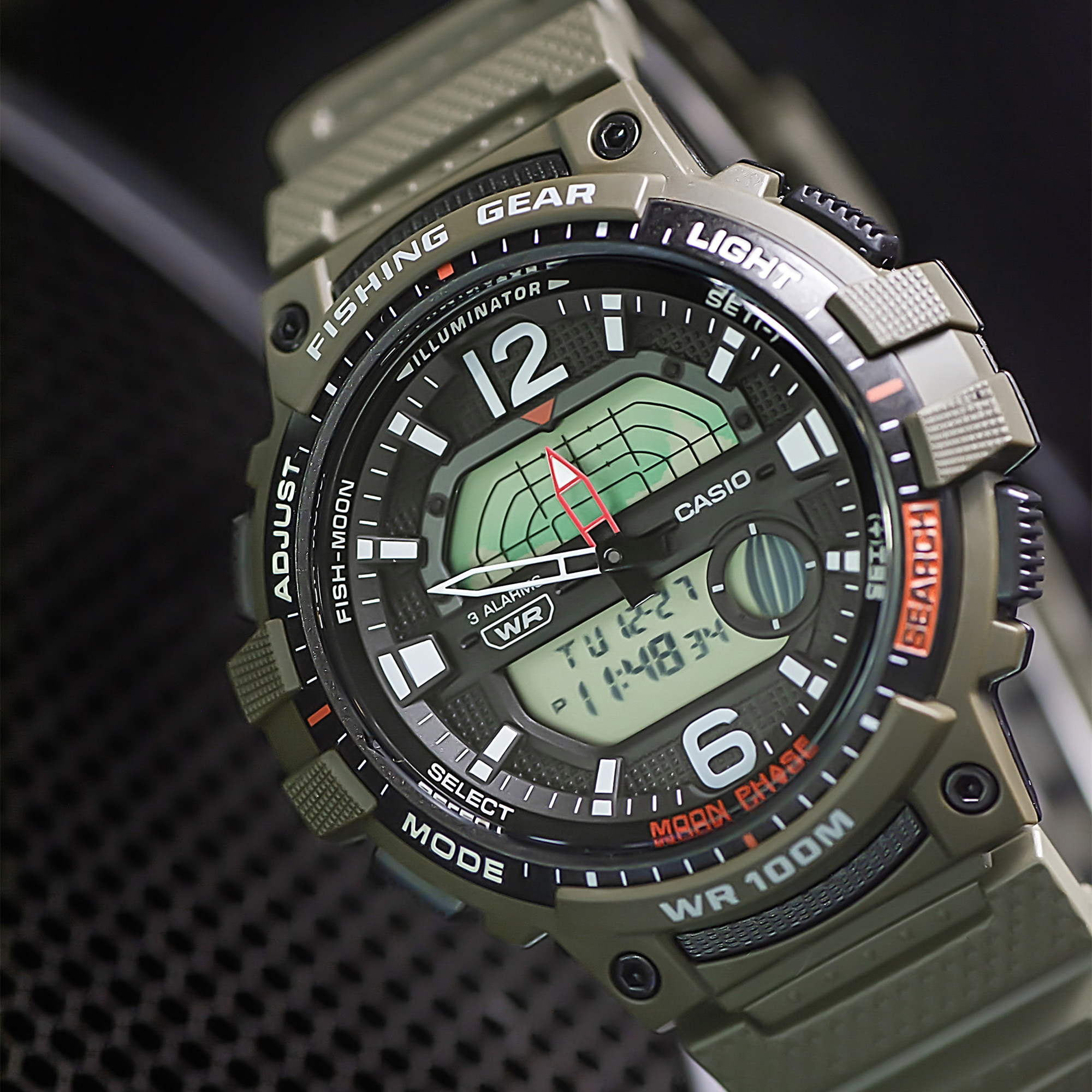 卡西欧casio潮汐月相双显钓鱼爱好者防水手表wsc1250h1a日韩腕表