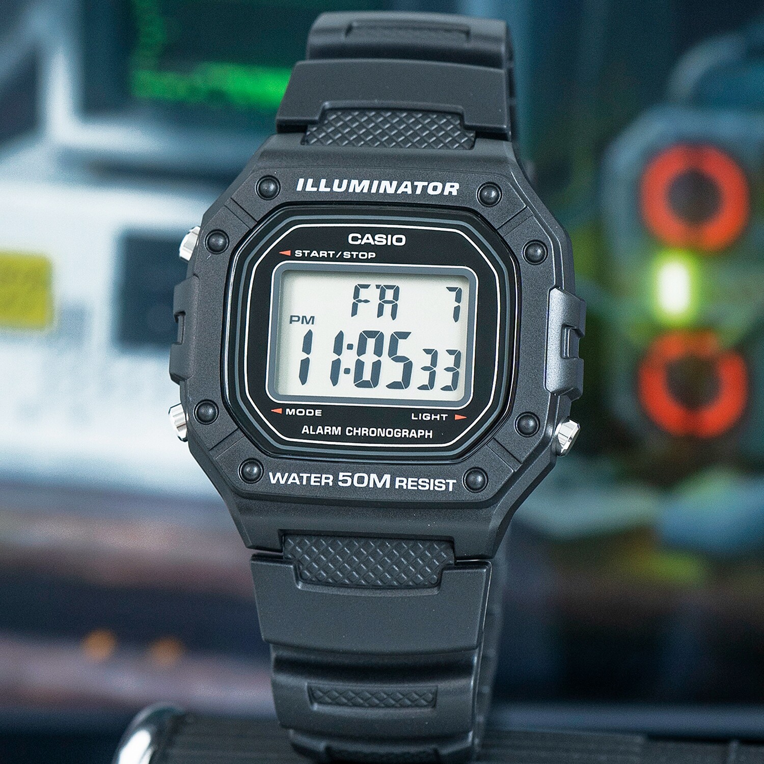 卡西欧数显方块石英表时尚运动防水手表男表w218h1a日韩腕表